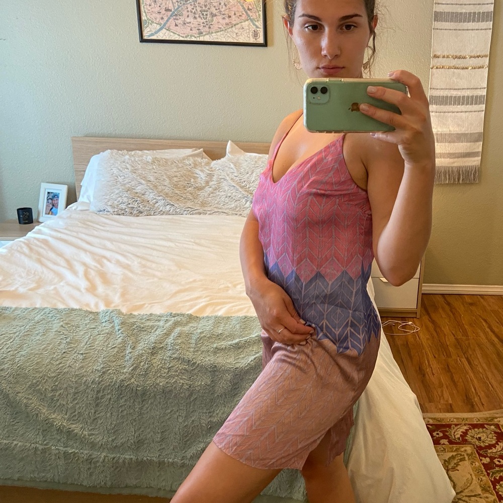 Pink silk slip dress